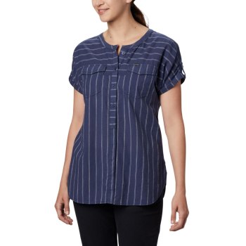 Columbia Camp Henry Relaxed, Camisa Azul Marino Rayas Para Mujer | 672349-GHQ